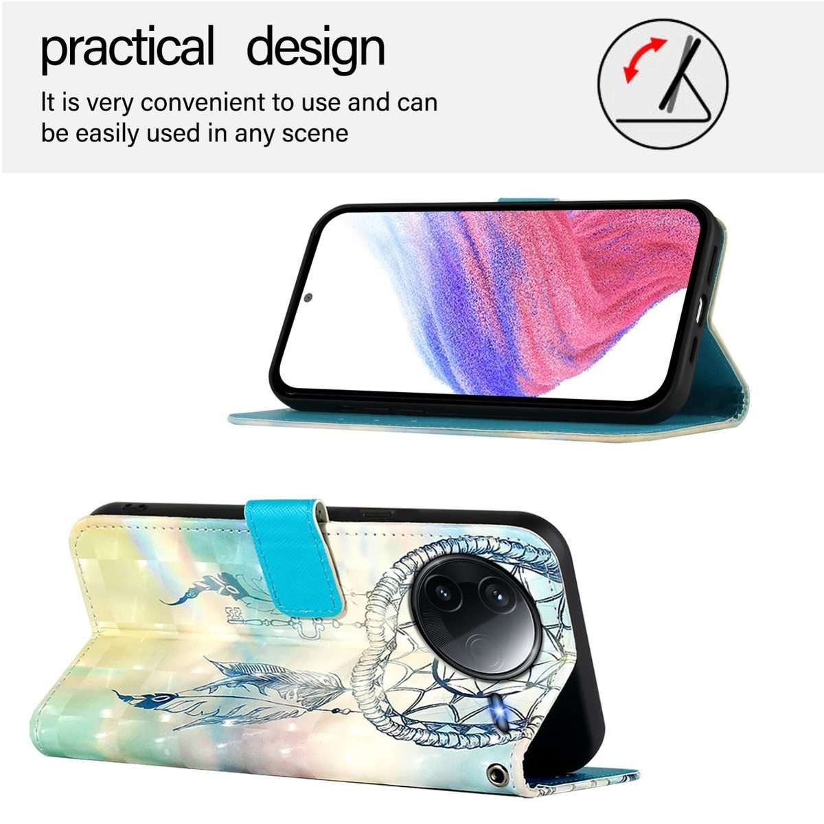 For Redmi K80 / K80 Pro 3D Painting Horizontal Flip Leather Phone Case(Dream Wind Chimes)