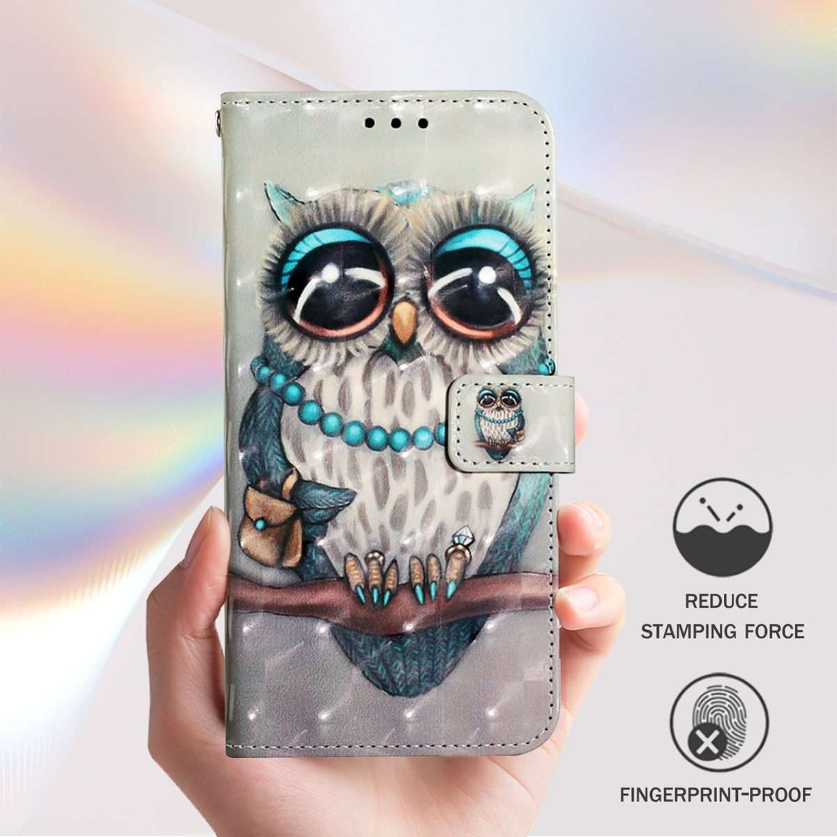 For Redmi K80 / K80 Pro 3D Painting Horizontal Flip Leather Phone Case(Grey Owl)