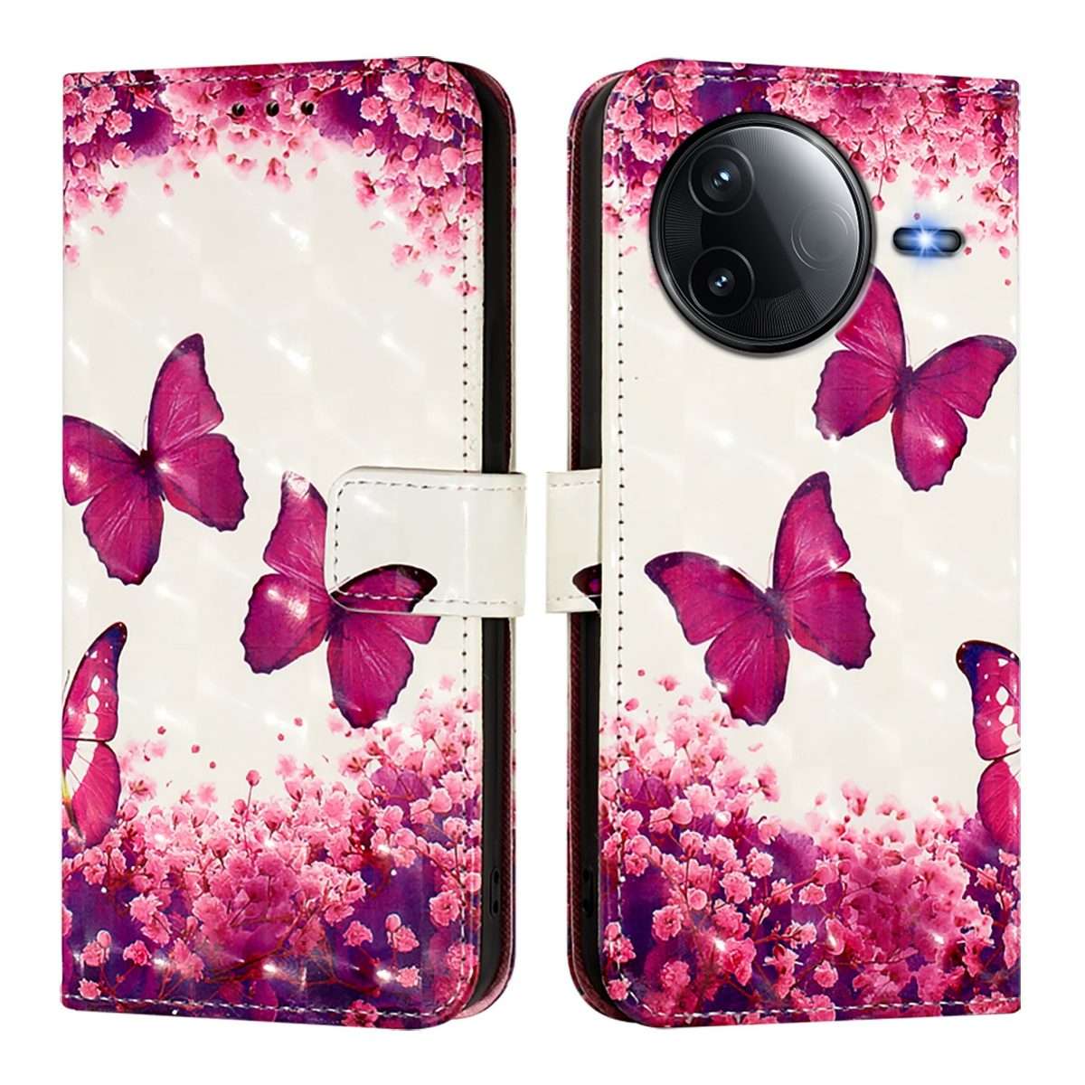 For Redmi K80 / K80 Pro 3D Painting Horizontal Flip Leather Phone Case(Rose Butterfly)