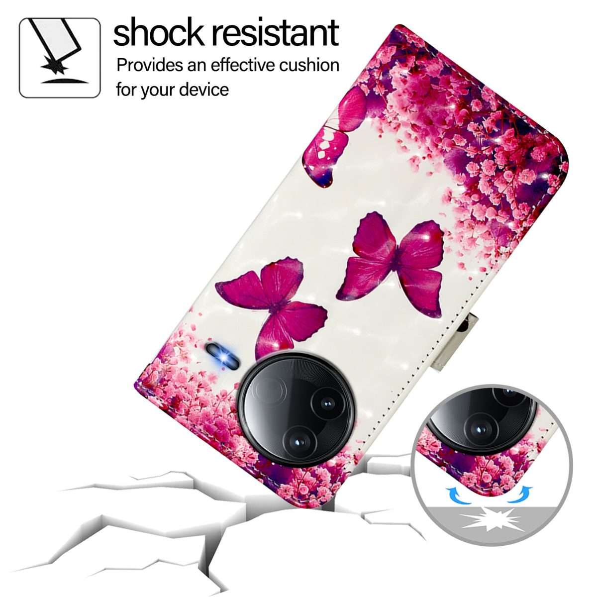 For Redmi K80 / K80 Pro 3D Painting Horizontal Flip Leather Phone Case(Rose Butterfly)