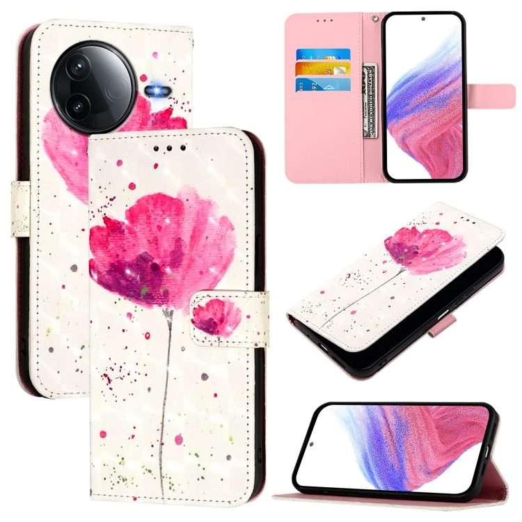 For Redmi K80 / K80 Pro 3D Painting Horizontal Flip Leather Phone Case(Flower)