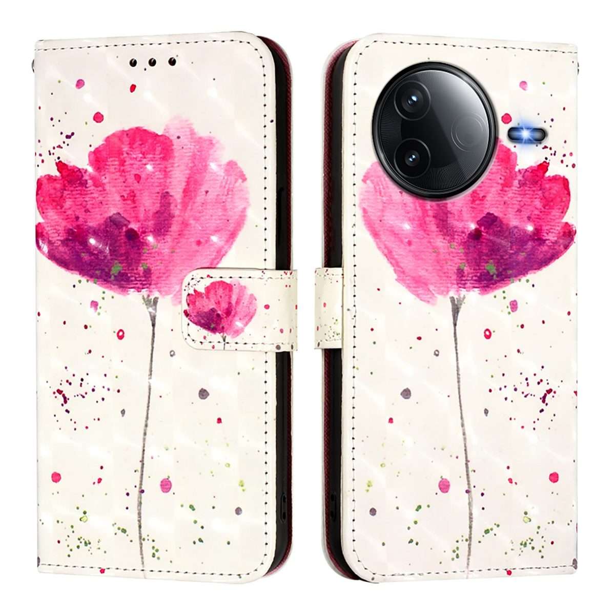 For Redmi K80 / K80 Pro 3D Painting Horizontal Flip Leather Phone Case(Flower)