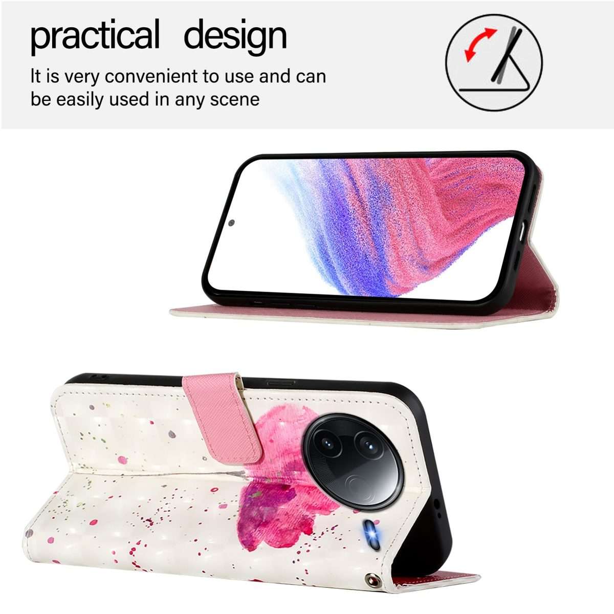 For Redmi K80 / K80 Pro 3D Painting Horizontal Flip Leather Phone Case(Flower)
