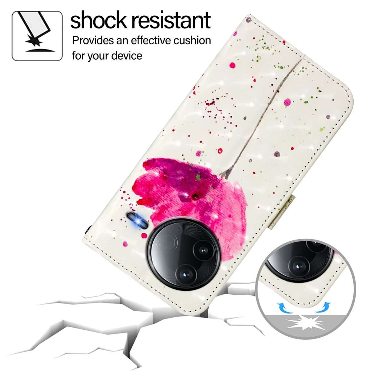 For Redmi K80 / K80 Pro 3D Painting Horizontal Flip Leather Phone Case(Flower)
