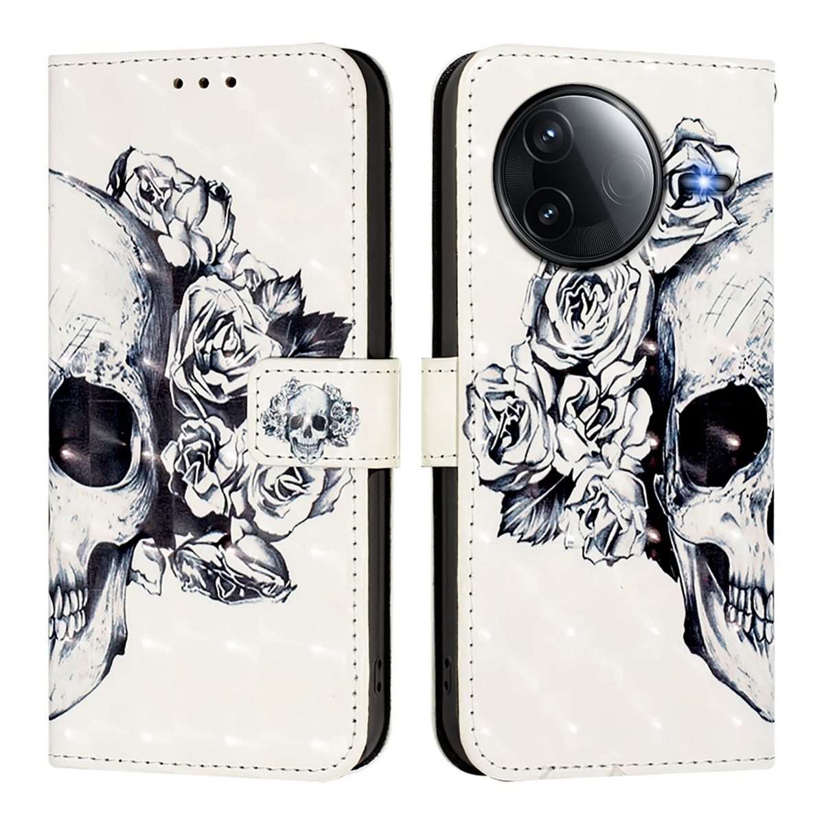 For Redmi K80 / K80 Pro 3D Painting Horizontal Flip Leather Phone Case(Skull)