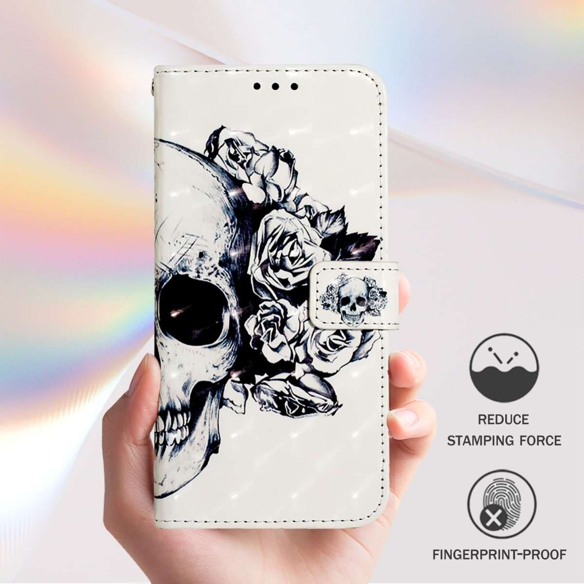 For Redmi K80 / K80 Pro 3D Painting Horizontal Flip Leather Phone Case(Skull)