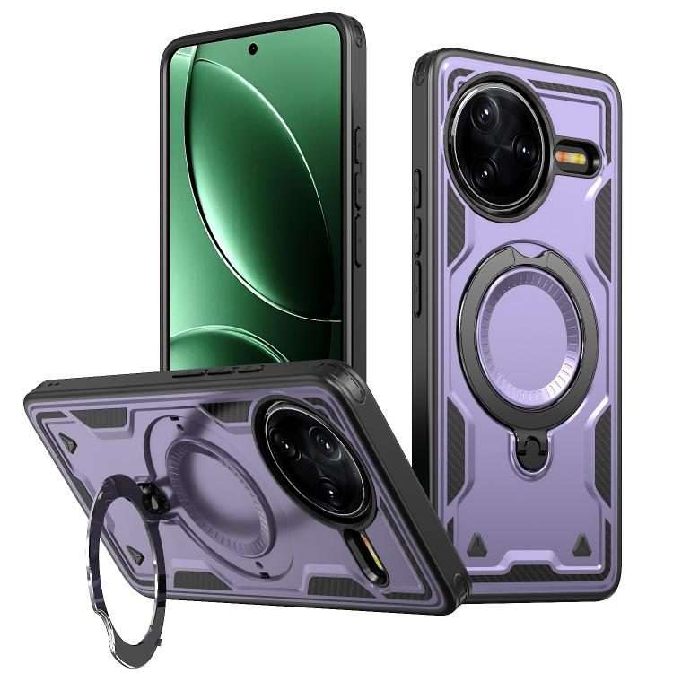 For Redmi K80 / K80 Pro PC Hybrid TPU Armor MagSafe Ring Holder Phone Case(Purple)