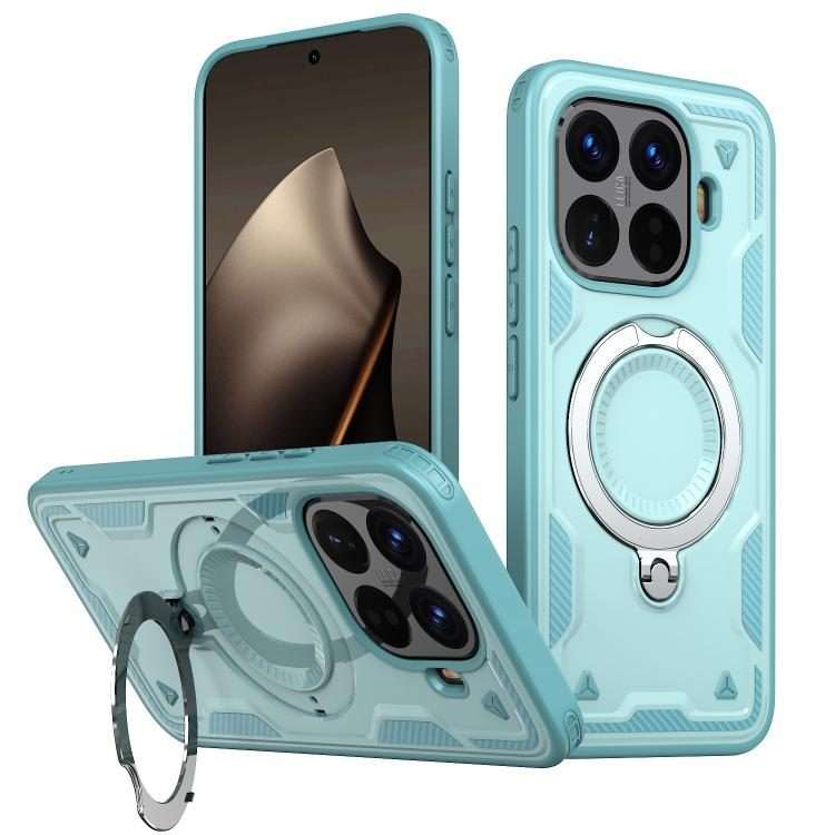 For Xiaomi 15T Pro PC Hybrid TPU Armor MagSafe Ring Holder Phone Case(Light Blue)
