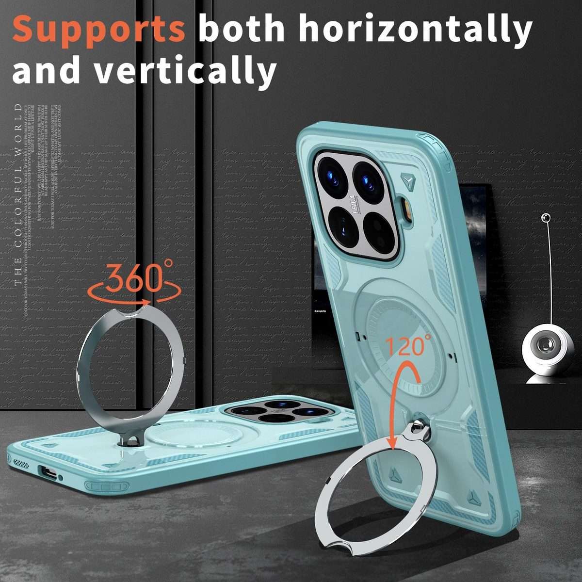 For Xiaomi 15T Pro PC Hybrid TPU Armor MagSafe Ring Holder Phone Case(Light Blue)