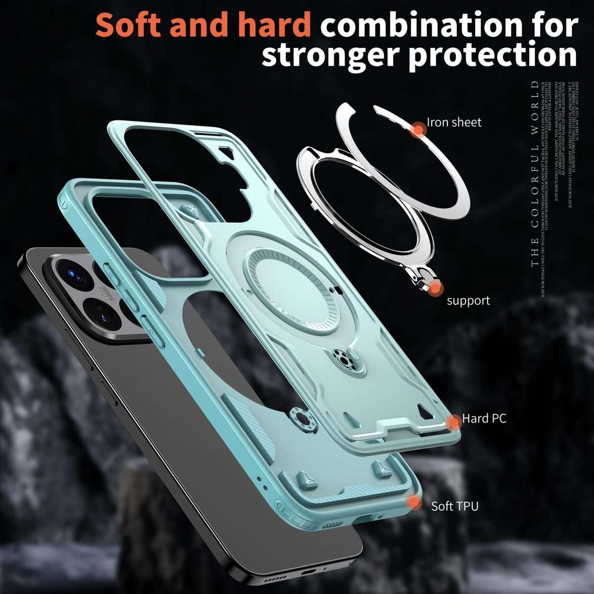 For Xiaomi 15T Pro PC Hybrid TPU Armor MagSafe Ring Holder Phone Case(Light Blue)
