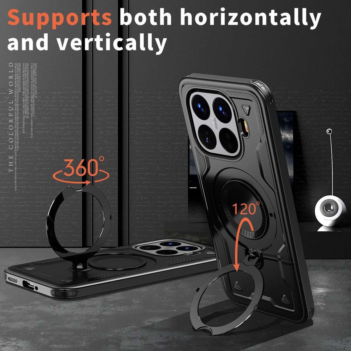 For Xiaomi 15T Pro PC Hybrid TPU Armor MagSafe Ring Holder Phone Case(Black)