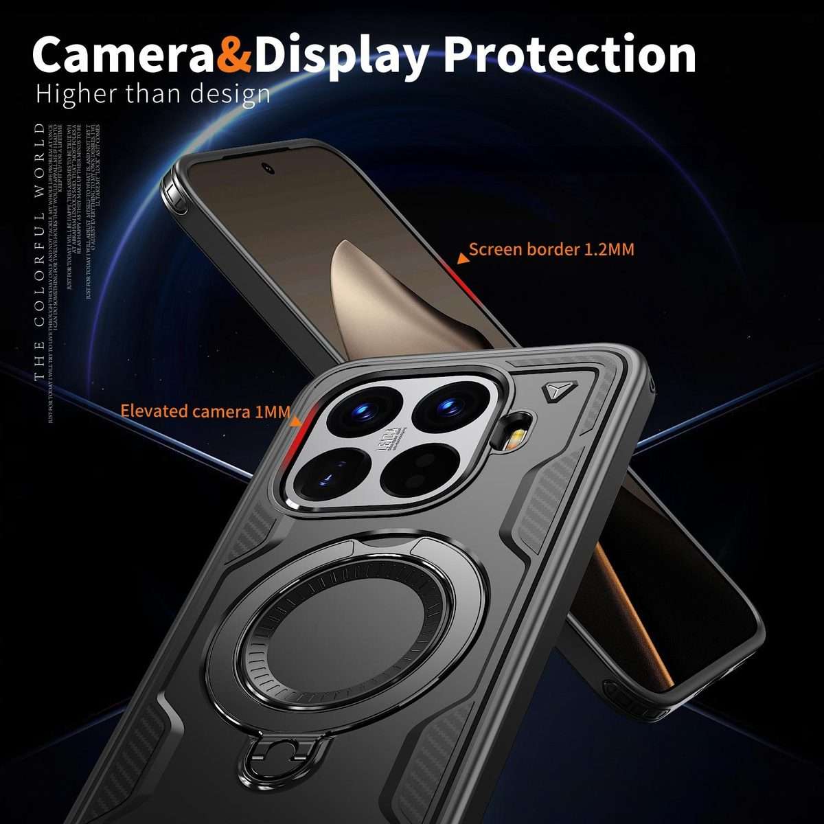 For Xiaomi 15T Pro PC Hybrid TPU Armor MagSafe Ring Holder Phone Case(Black)