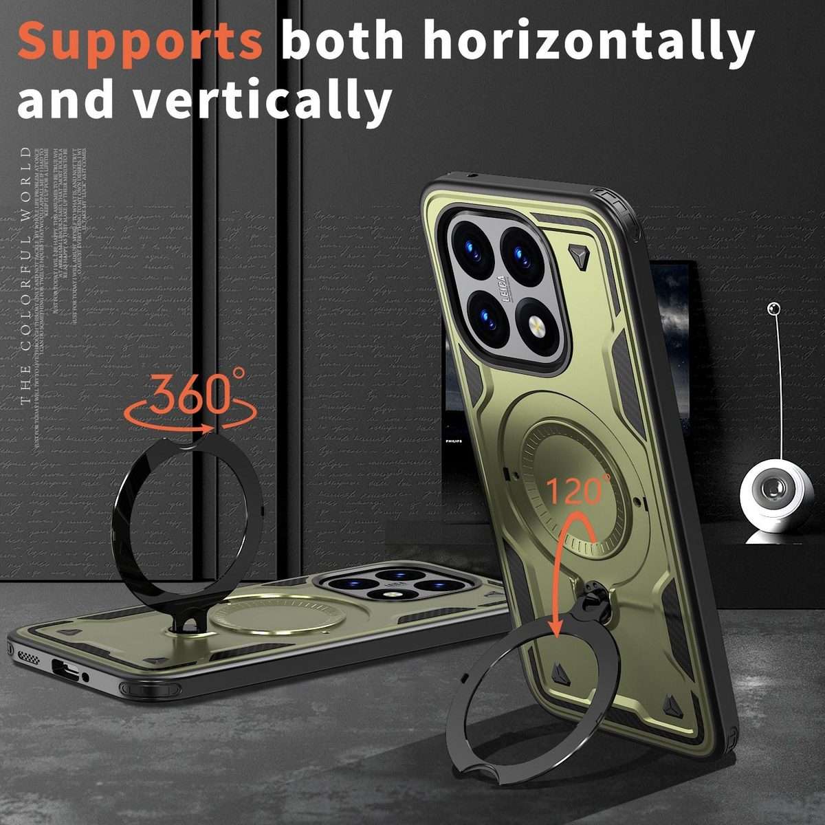 For Xiaomi 15T PC Hybrid TPU Armor MagSafe Ring Holder Phone Case(Olive Green)