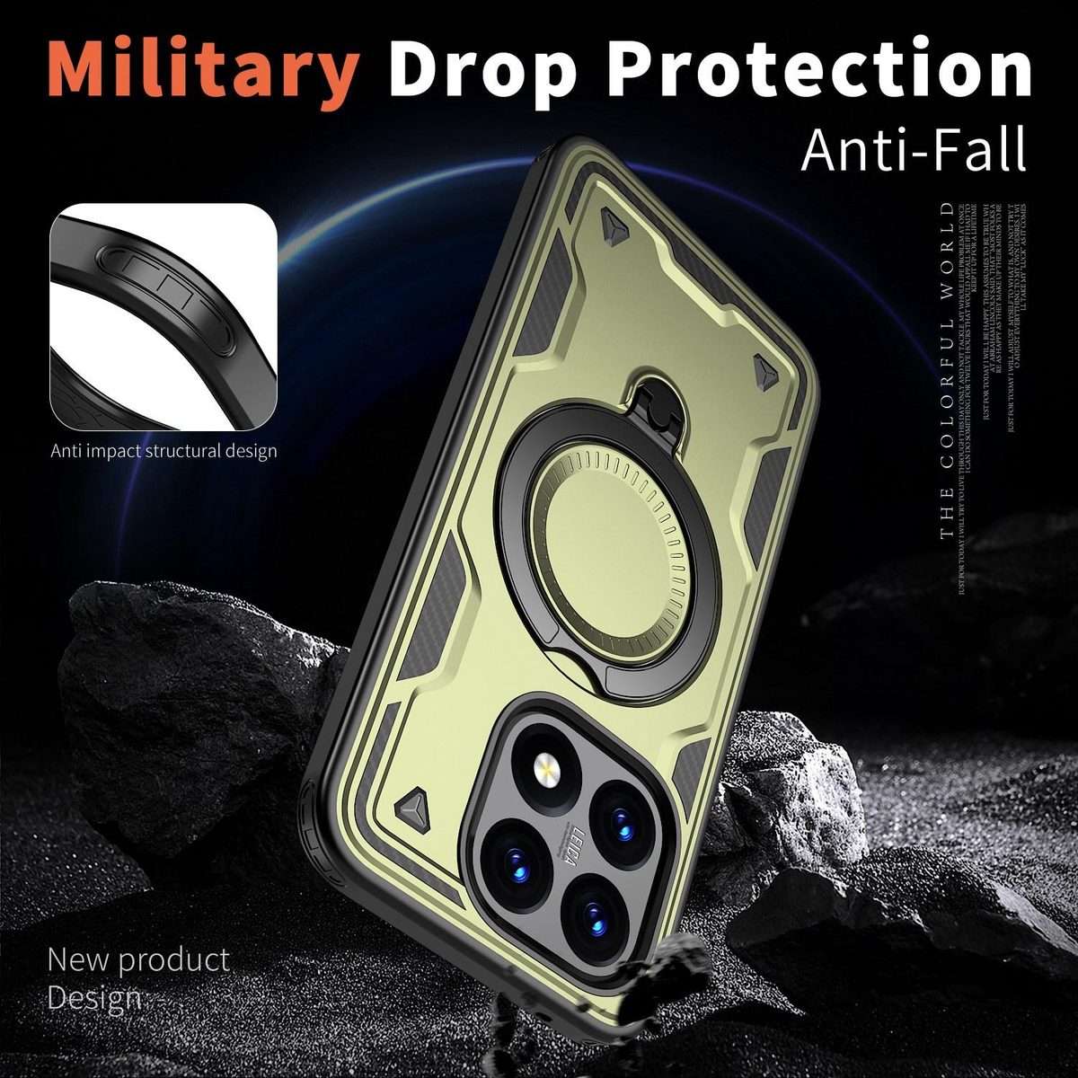 For Xiaomi 15T PC Hybrid TPU Armor MagSafe Ring Holder Phone Case(Olive Green)