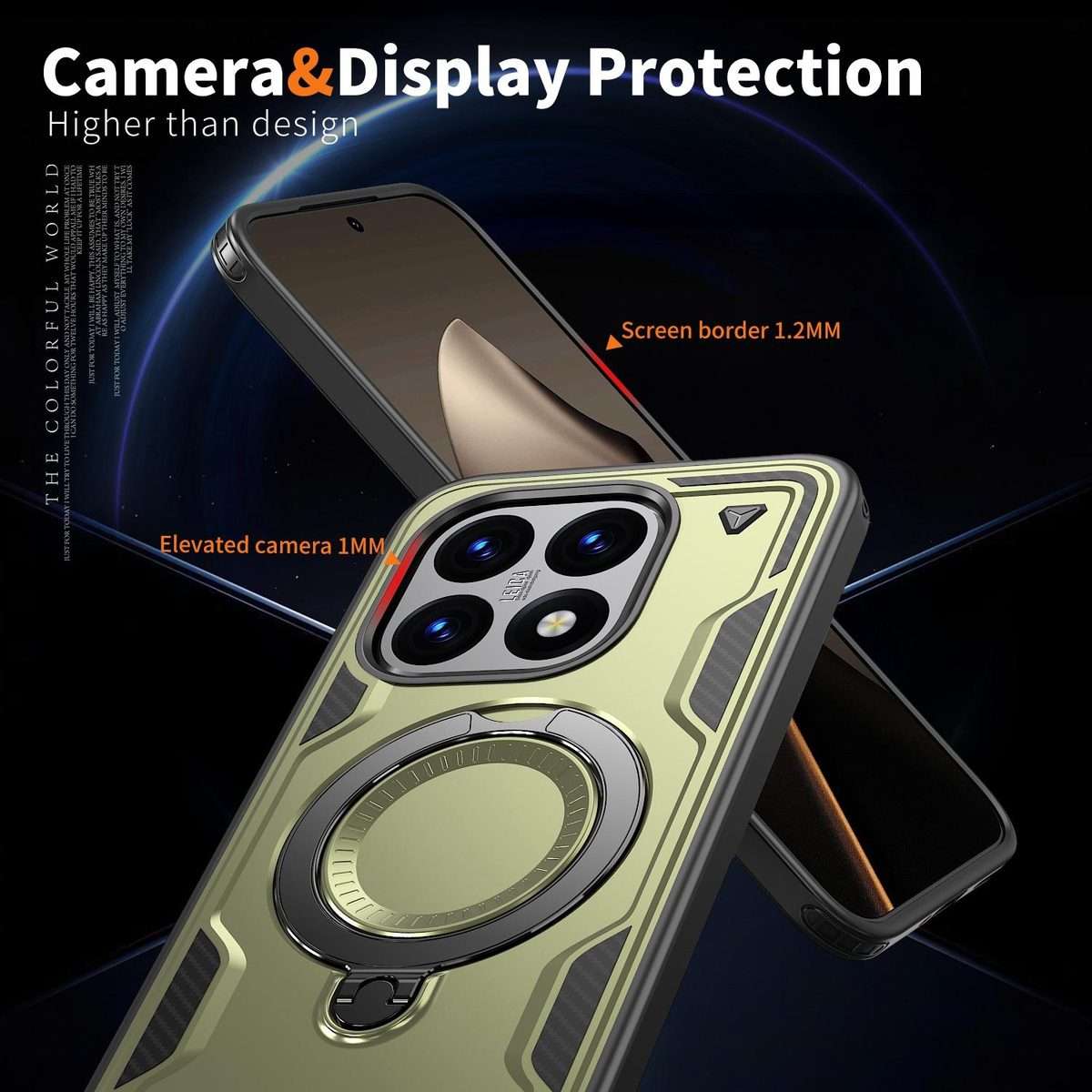 For Xiaomi 15T PC Hybrid TPU Armor MagSafe Ring Holder Phone Case(Olive Green)