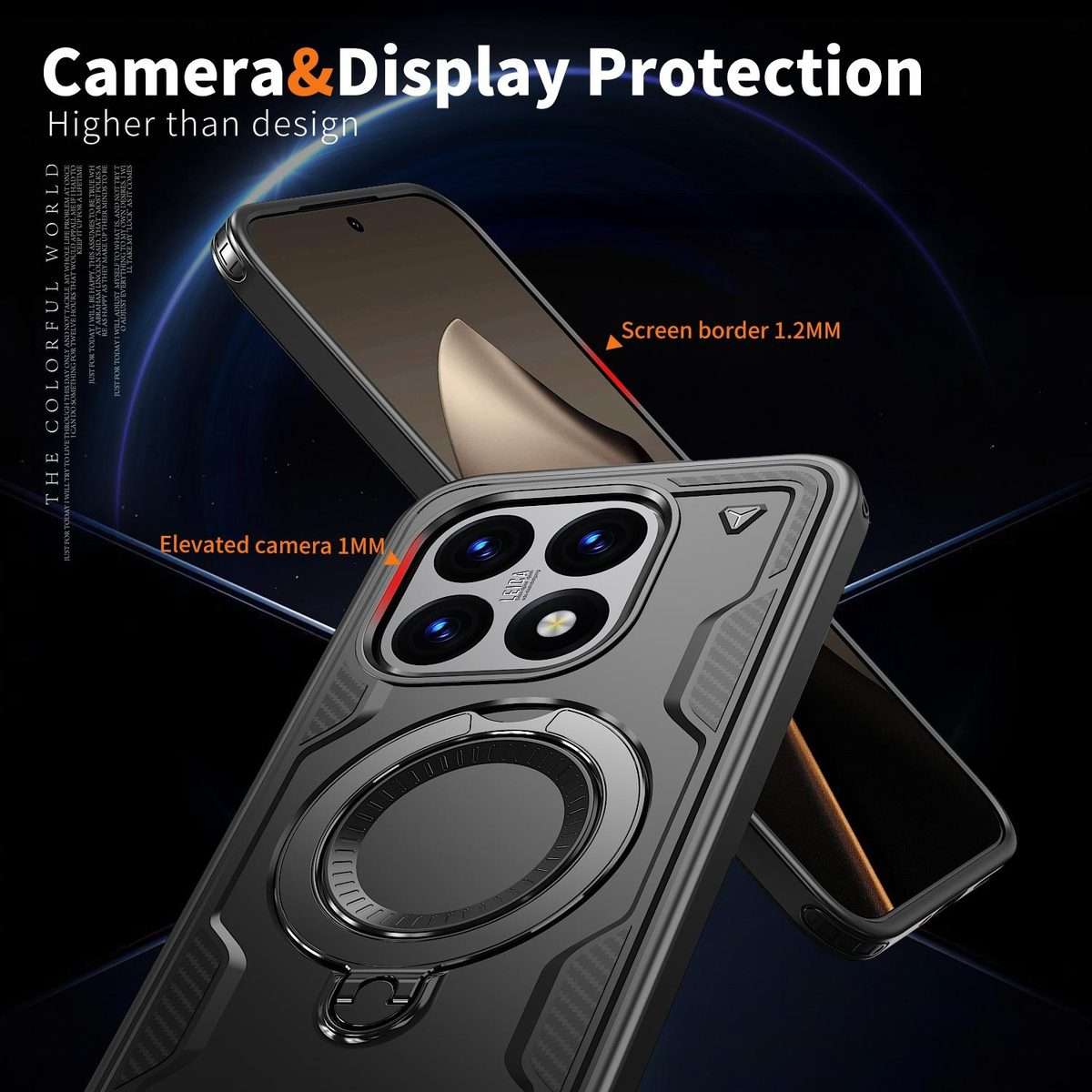 For Xiaomi 15T PC Hybrid TPU Armor MagSafe Ring Holder Phone Case(Black)