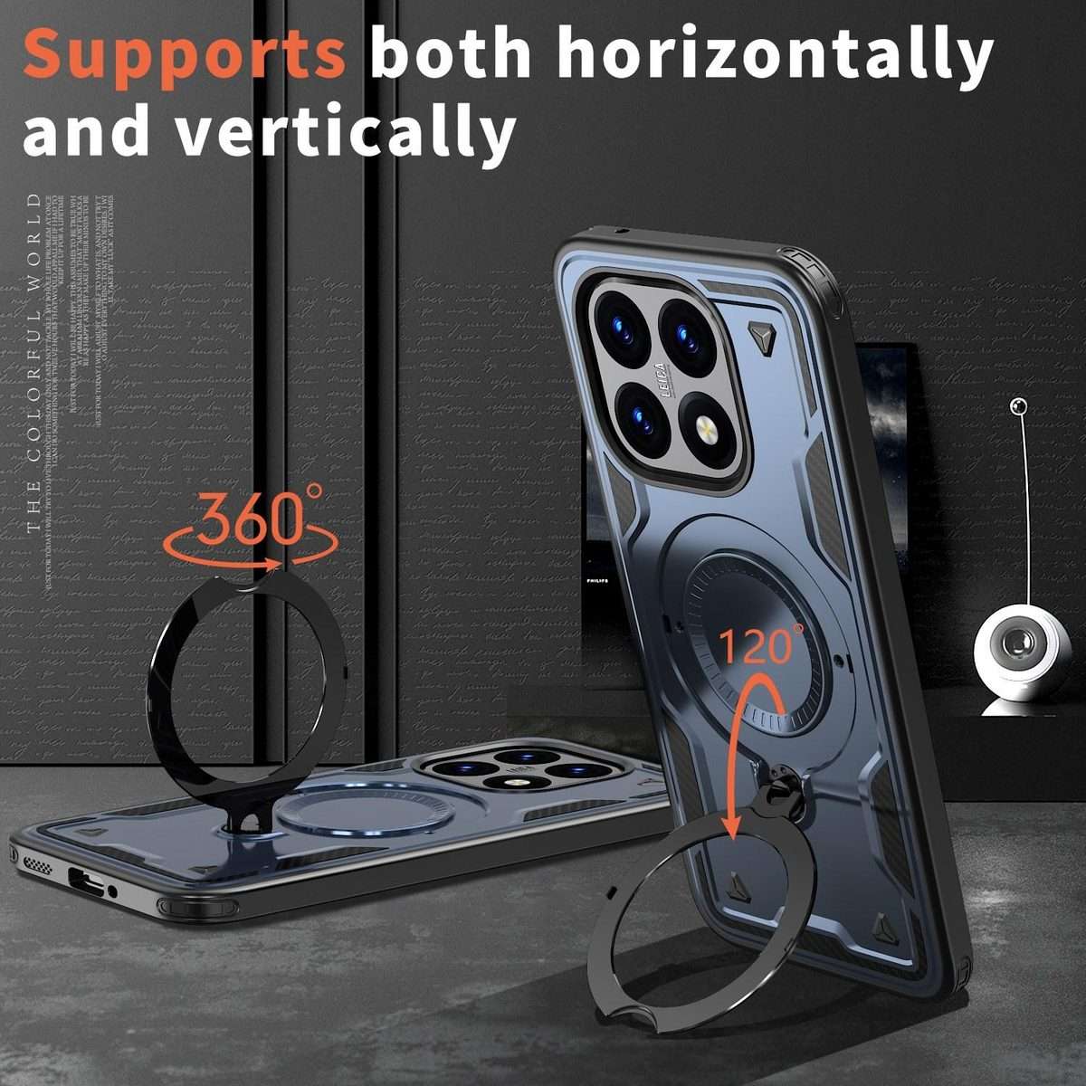 For Xiaomi 15T PC Hybrid TPU Armor MagSafe Ring Holder Phone Case(Blue)