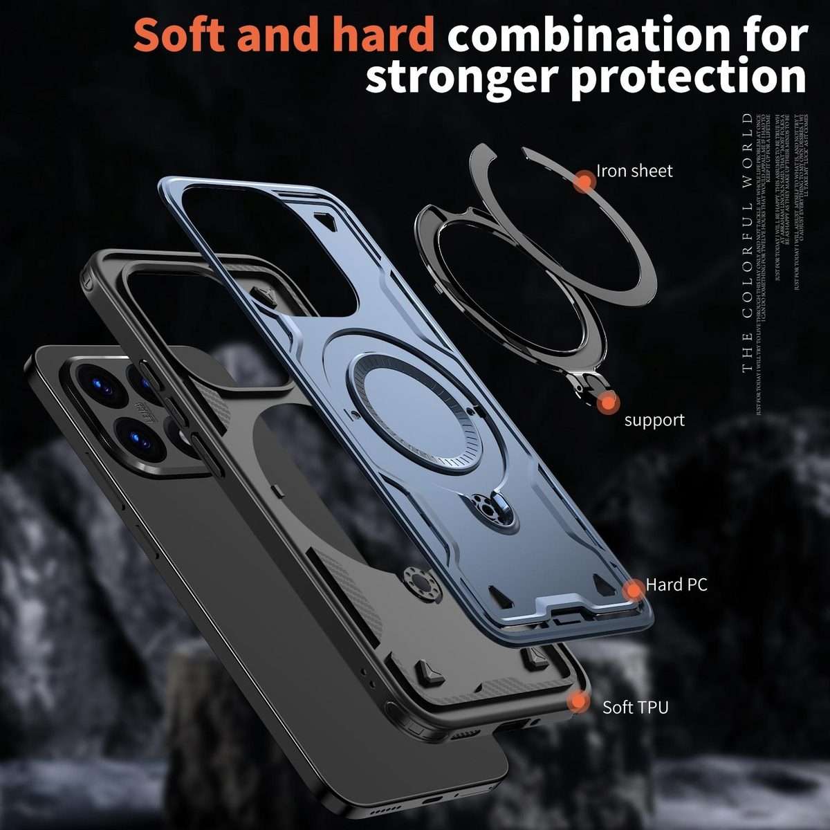 For Xiaomi 15T PC Hybrid TPU Armor MagSafe Ring Holder Phone Case(Blue)