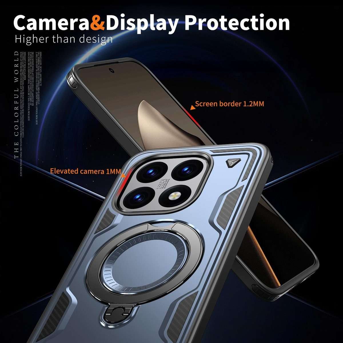 For Xiaomi 15T PC Hybrid TPU Armor MagSafe Ring Holder Phone Case(Blue)