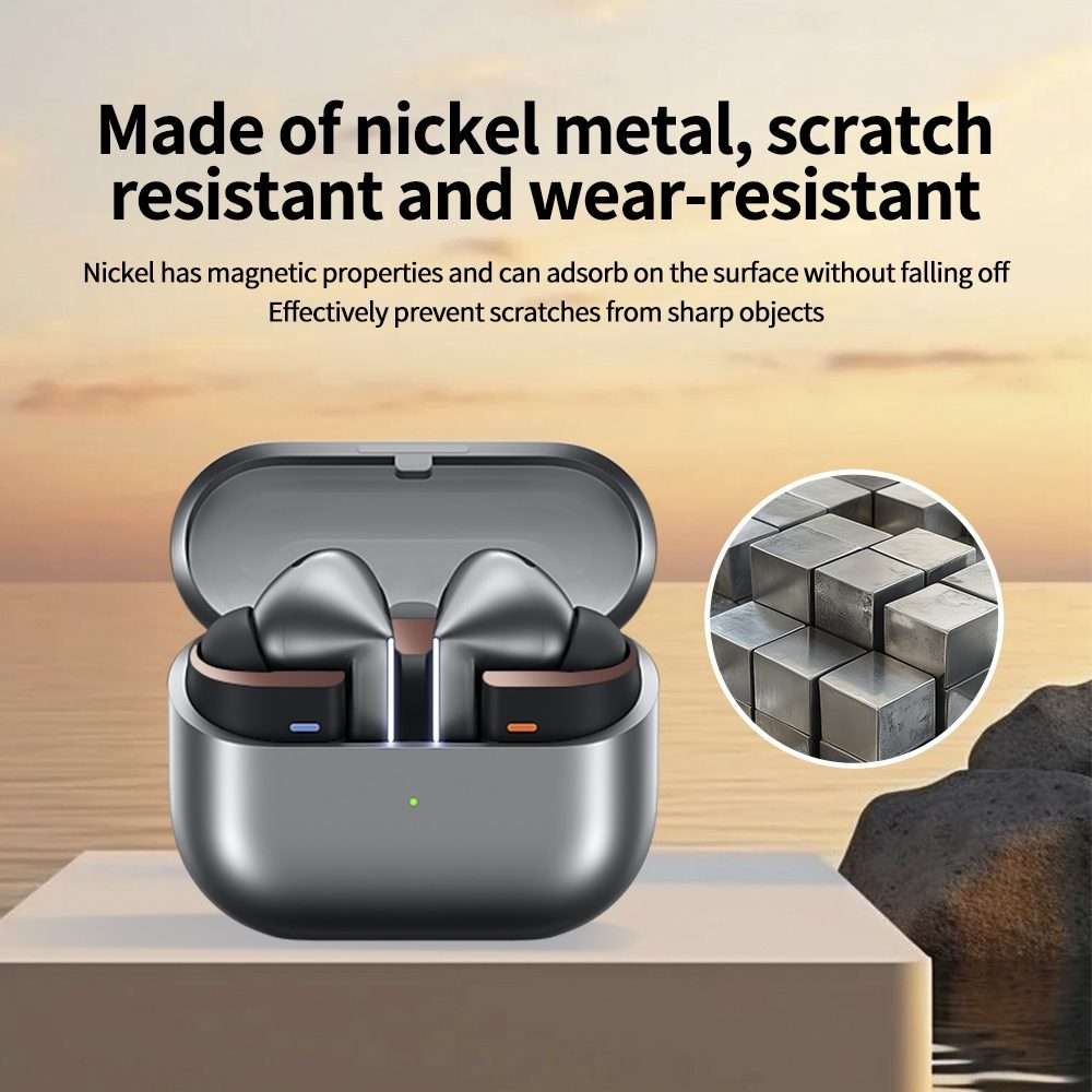 For Samsung Galaxy Buds3 Pro Bluetooth Earphone Charging Box Metal Stickers(Silver)