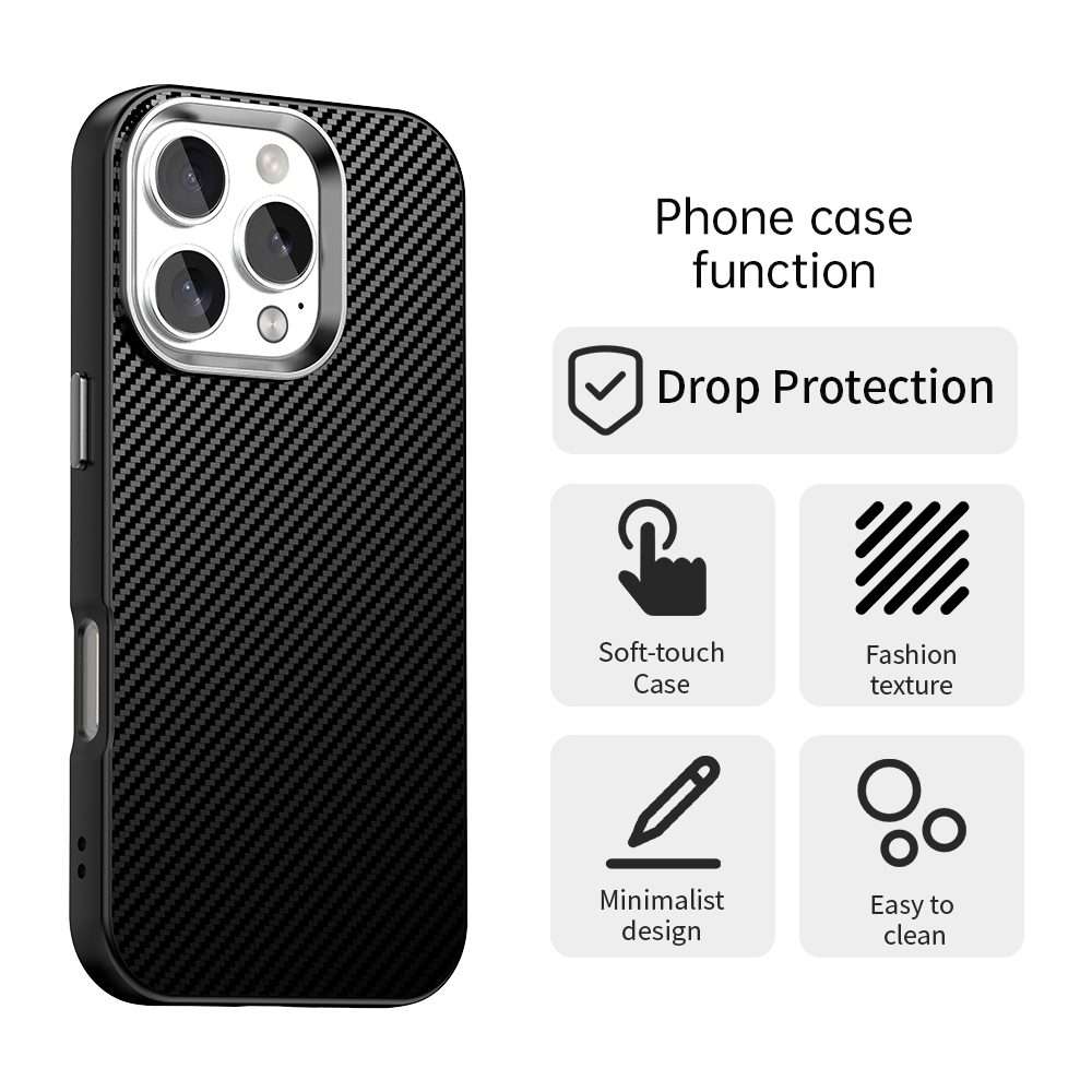 For iPhone 16 Pro Max Carbon Fiber Series IMD Phone Case(Black)
