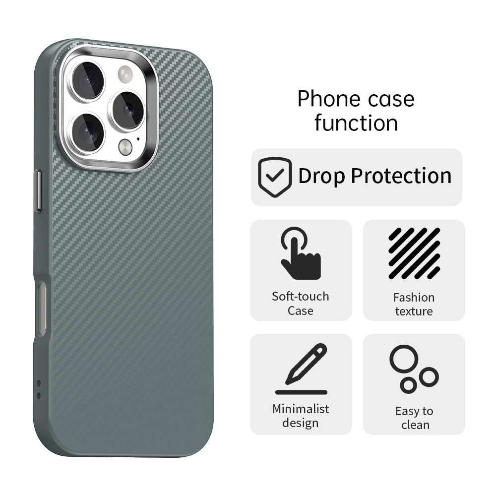 For iPhone 16 Pro Max Carbon Fiber Series IMD Phone Case(Grey)