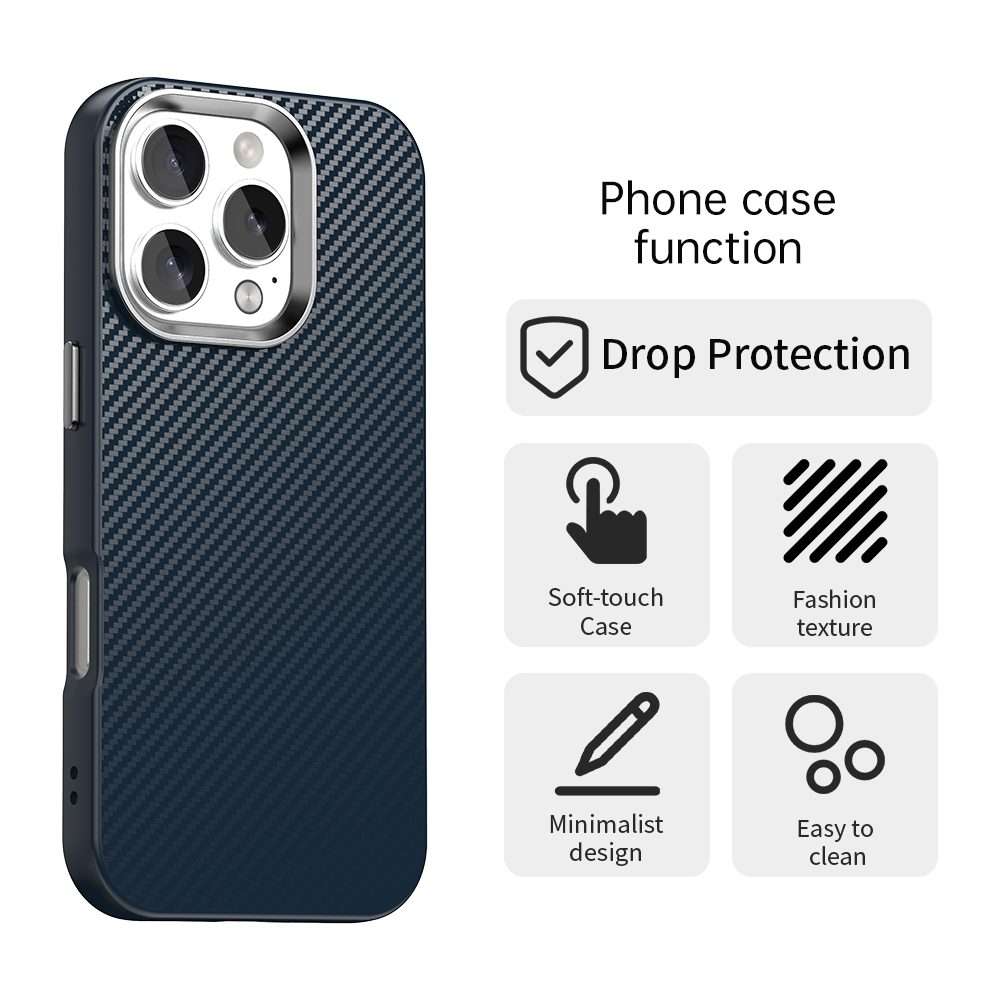 For iPhone 16 Pro Max Carbon Fiber Series IMD Phone Case(Blue)