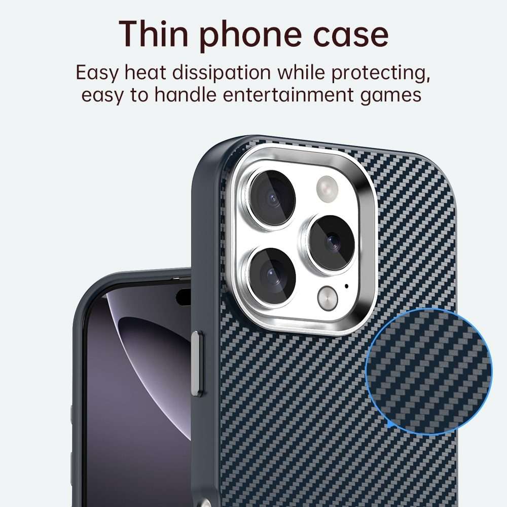 For iPhone 16 Pro Max Carbon Fiber Series IMD Phone Case(Blue)