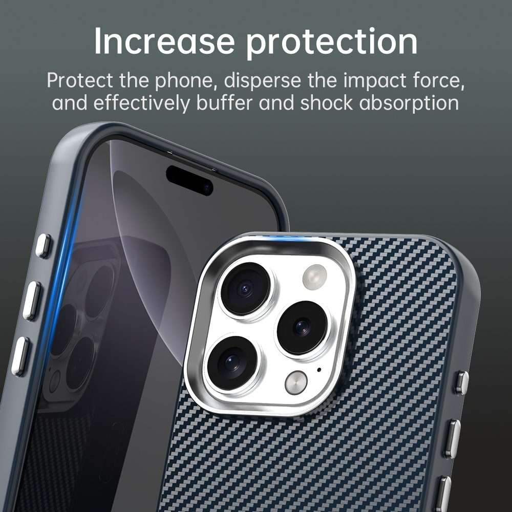 For iPhone 16 Pro Max Carbon Fiber Series IMD Phone Case(Blue)