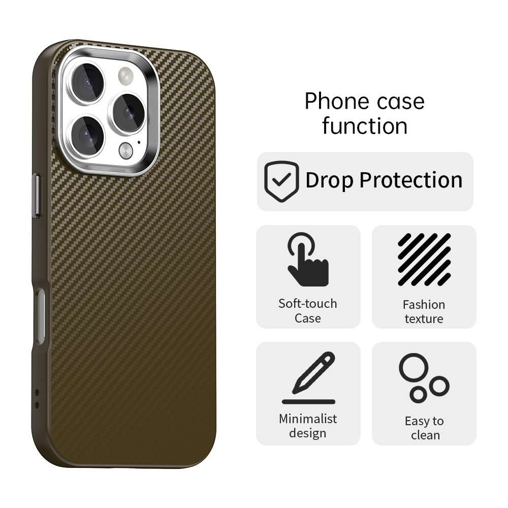 For iPhone 16 Pro Max Carbon Fiber Series IMD Phone Case(Brown)