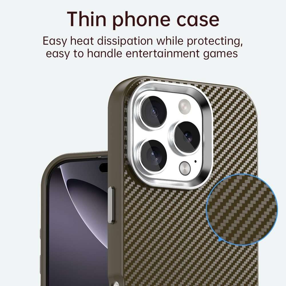 For iPhone 16 Pro Max Carbon Fiber Series IMD Phone Case(Brown)
