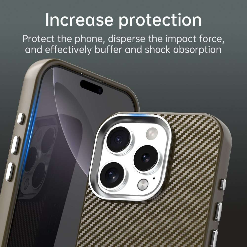 For iPhone 16 Pro Max Carbon Fiber Series IMD Phone Case(Brown)