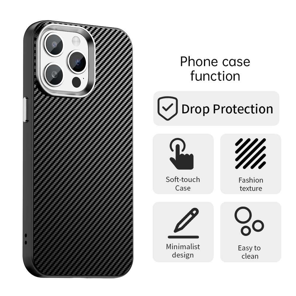 For iPhone 15 Pro Max Carbon Fiber Series IMD Phone Case(Black)