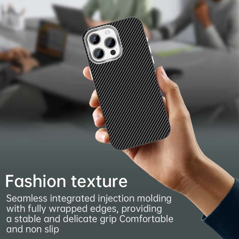 For iPhone 15 Pro Max Carbon Fiber Series IMD Phone Case(Black)