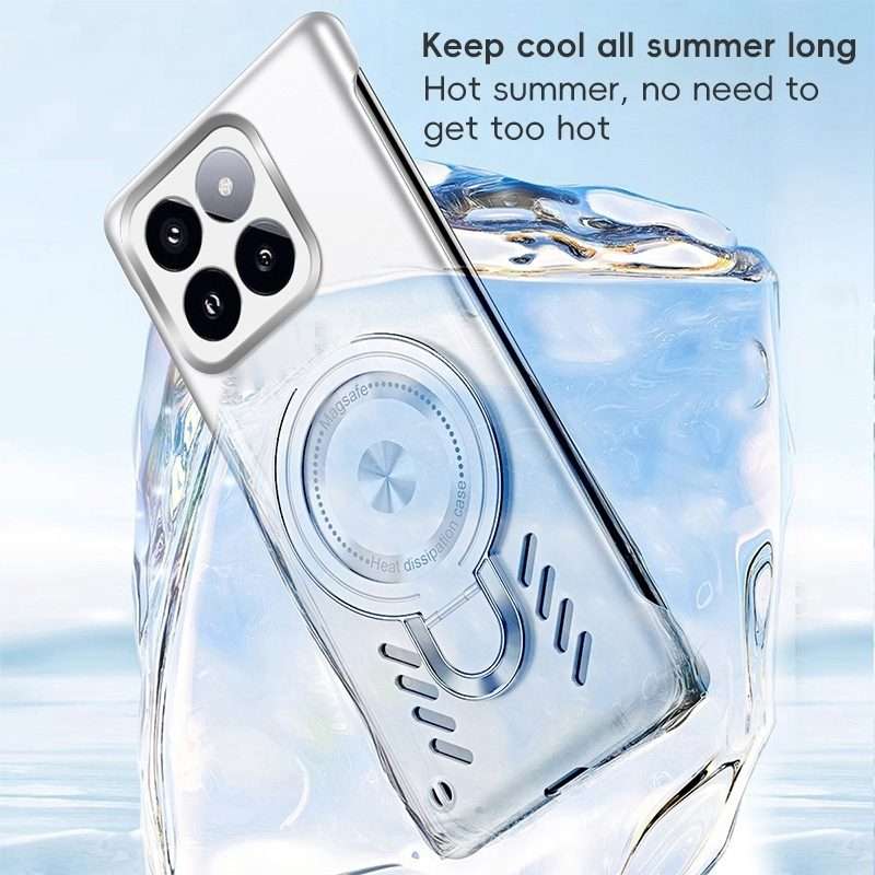For Xiaomi 14 Pro Ice Sense Series Graphene Cooling MagSafe Holder Phone Case(Orange)