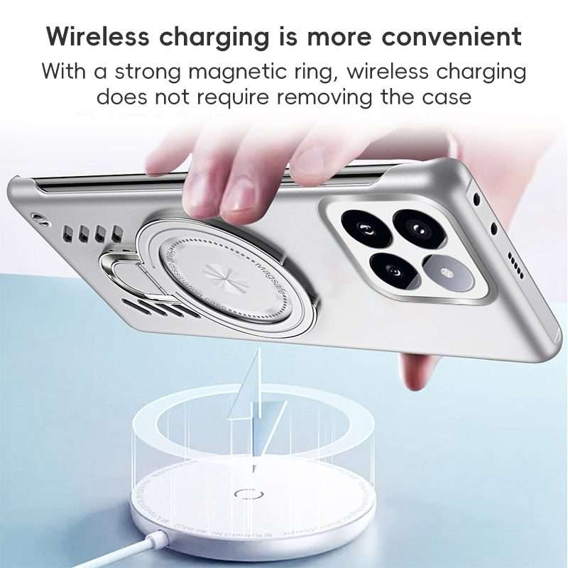 For Xiaomi 14 Pro Ice Sense Series Graphene Cooling MagSafe Holder Phone Case(Orange)