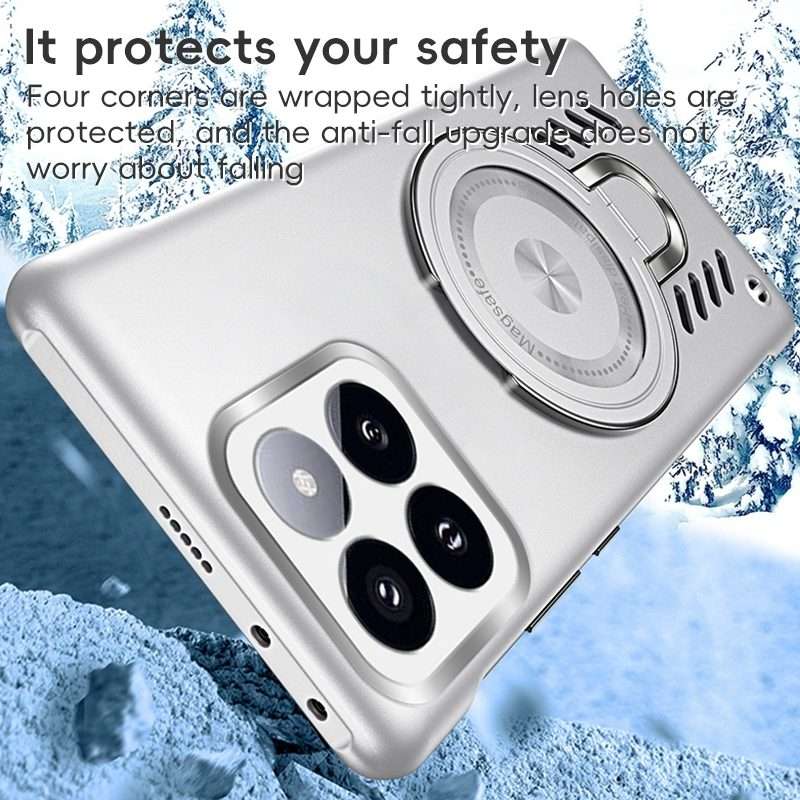 For Xiaomi 14 Pro Ice Sense Series Graphene Cooling MagSafe Holder Phone Case(Orange)