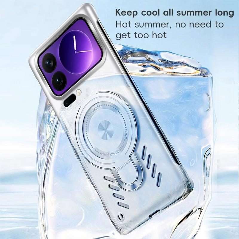For Xiaomi 17 Pro Max Ice Sense Series Graphene Cooling MagSafe Holder Phone Case(Orange)