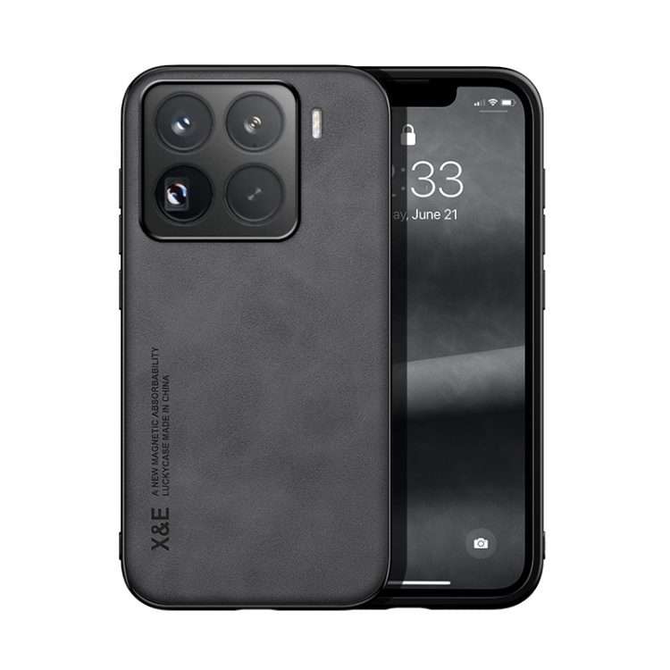For Xiaomi 15 Pro Skin Feel Magnetic Leather Back Phone Case(Dark Grey)
