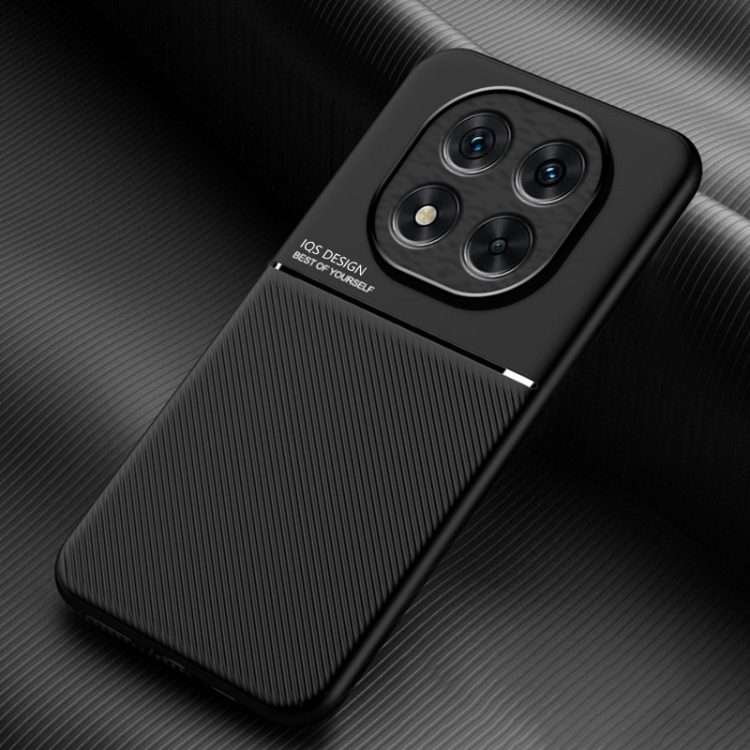 For Redmi Note 14 Pro+ 5G Classic Tilt Strip Grain Magnetic PC Hybrid TPU Phone Case(Black)