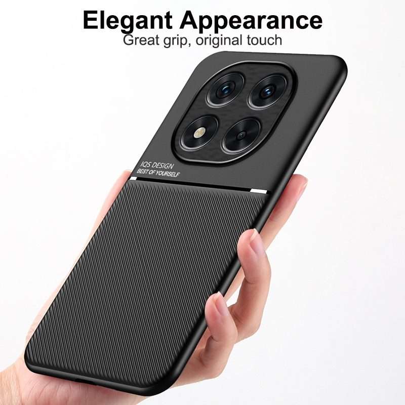 For Redmi Note 14 Pro+ 5G Classic Tilt Strip Grain Magnetic PC Hybrid TPU Phone Case(Red)