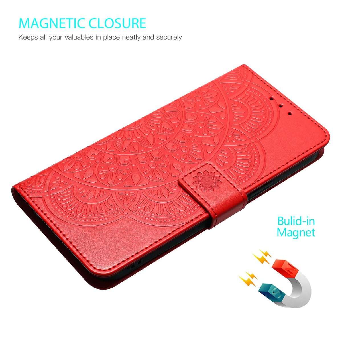 For Xiaomi 17 Pro Max Flower Embossed Leather Phone Case(Red)