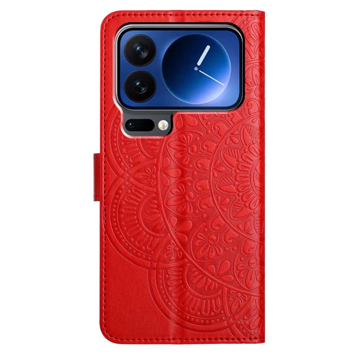 For Xiaomi 17 Pro Flower Embossed Leather Phone Case(Red)