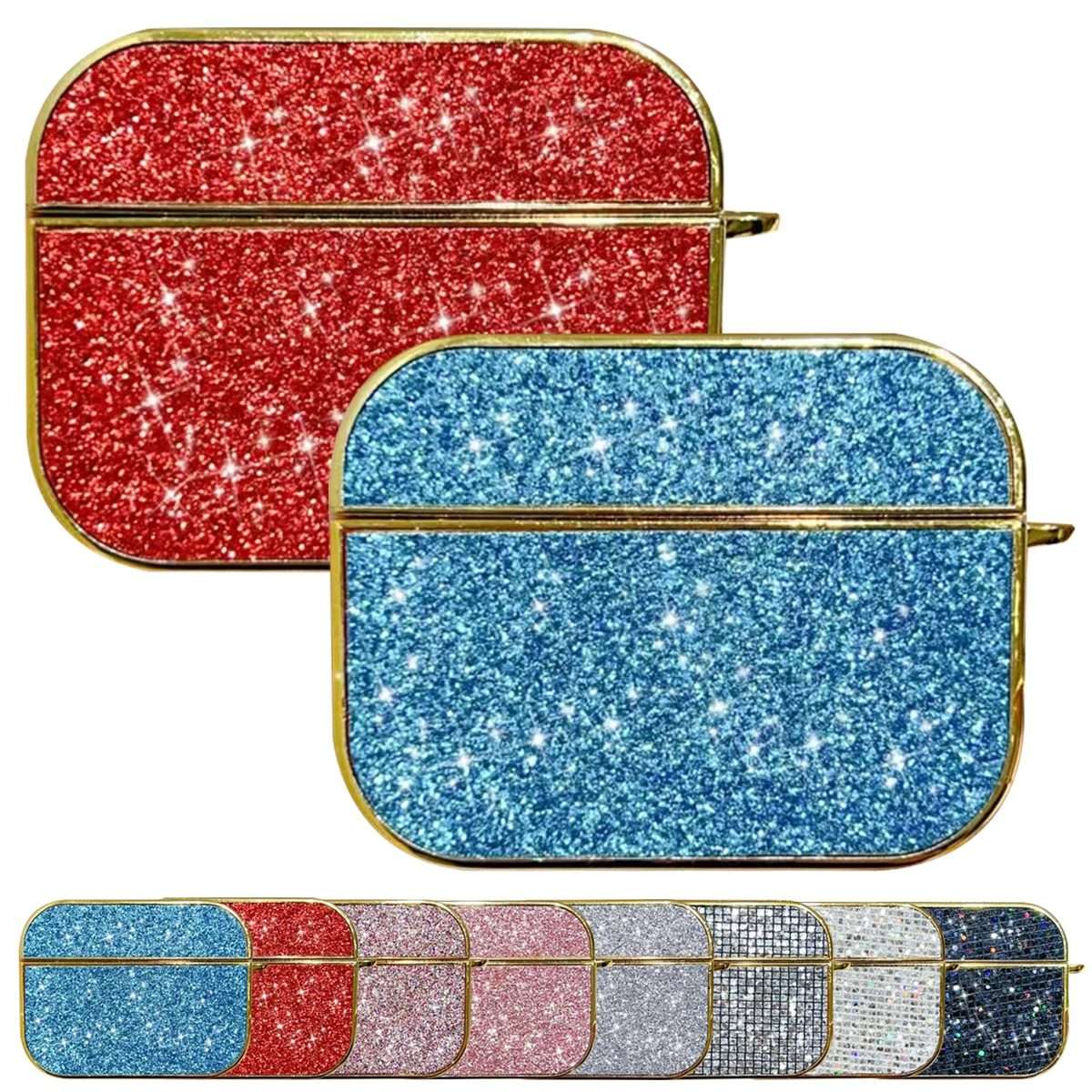 For AirPods Pro 2 Glitter Wireless Earbuds Box Protective Case(Black)