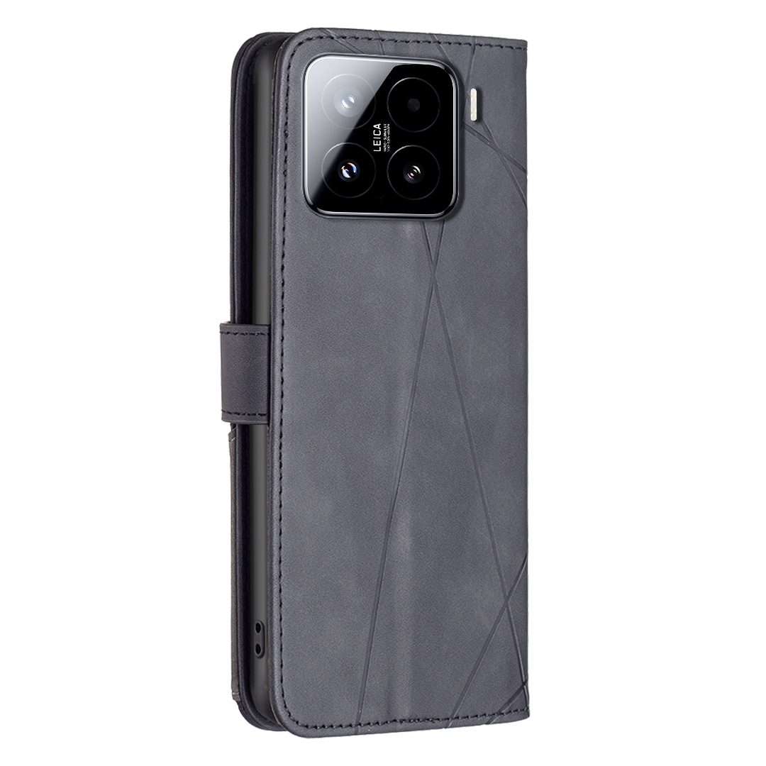 For Xiaomi 15 Pro Magnetic Buckle Rhombus Texture Leather Phone Case(Black)