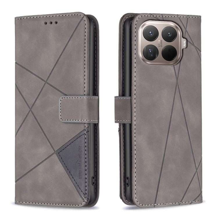 For Xiaomi 15T Pro 5G Magnetic Buckle Rhombus Texture Leather Phone Case(Grey)