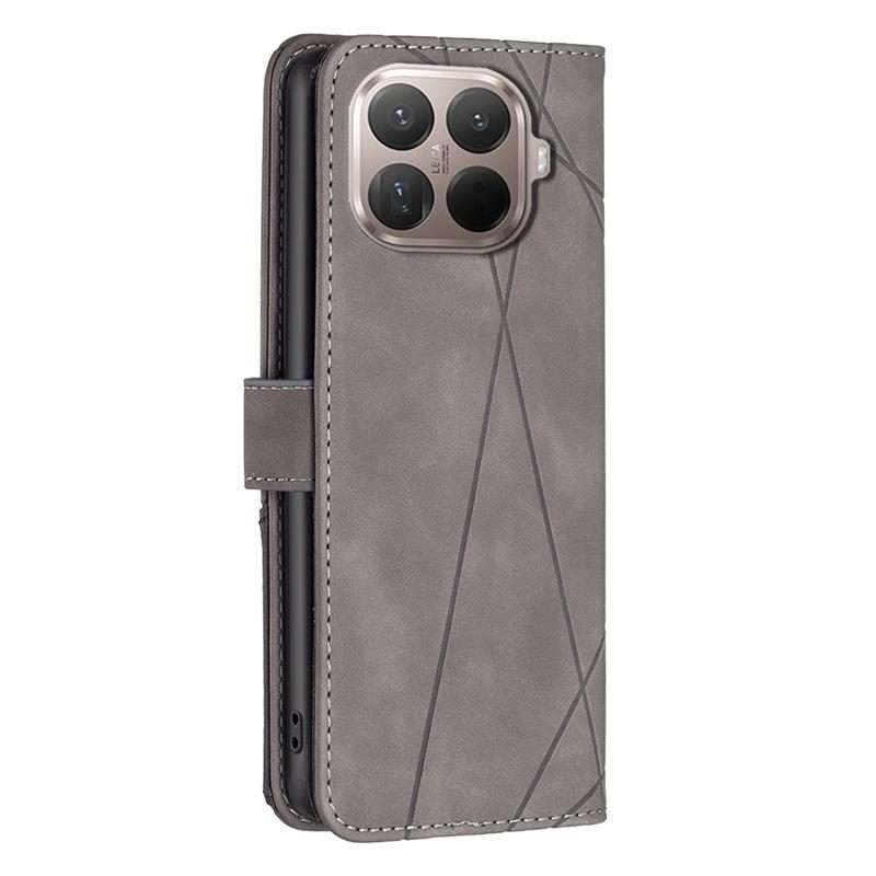For Xiaomi 15T Pro 5G Magnetic Buckle Rhombus Texture Leather Phone Case(Grey)