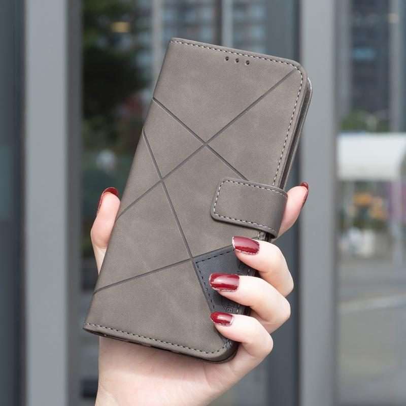 For Xiaomi 15T Pro 5G Magnetic Buckle Rhombus Texture Leather Phone Case(Grey)