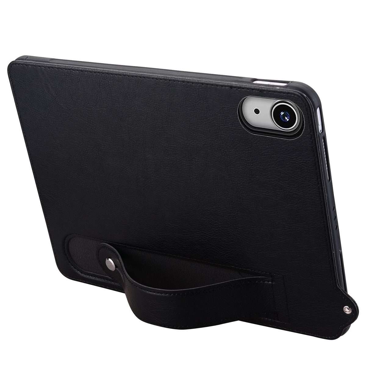 For iPad mini 6 / mini 2024 TPU Leather Back Tablet Case with Wristband(Black)