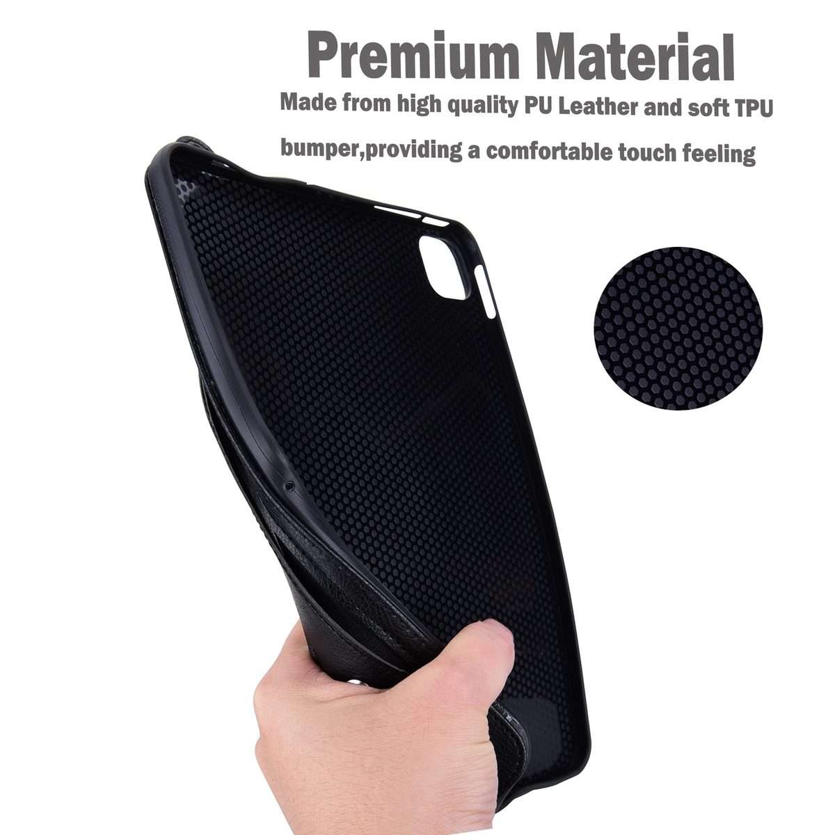 For iPad mini 6 / mini 2024 TPU Leather Back Tablet Case with Wristband(Black)
